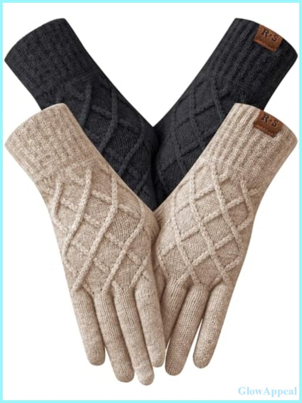 2 Pairs Women's Winter Gloves Touchscreen Thermal Knit Lining Warm Elastic Cuff